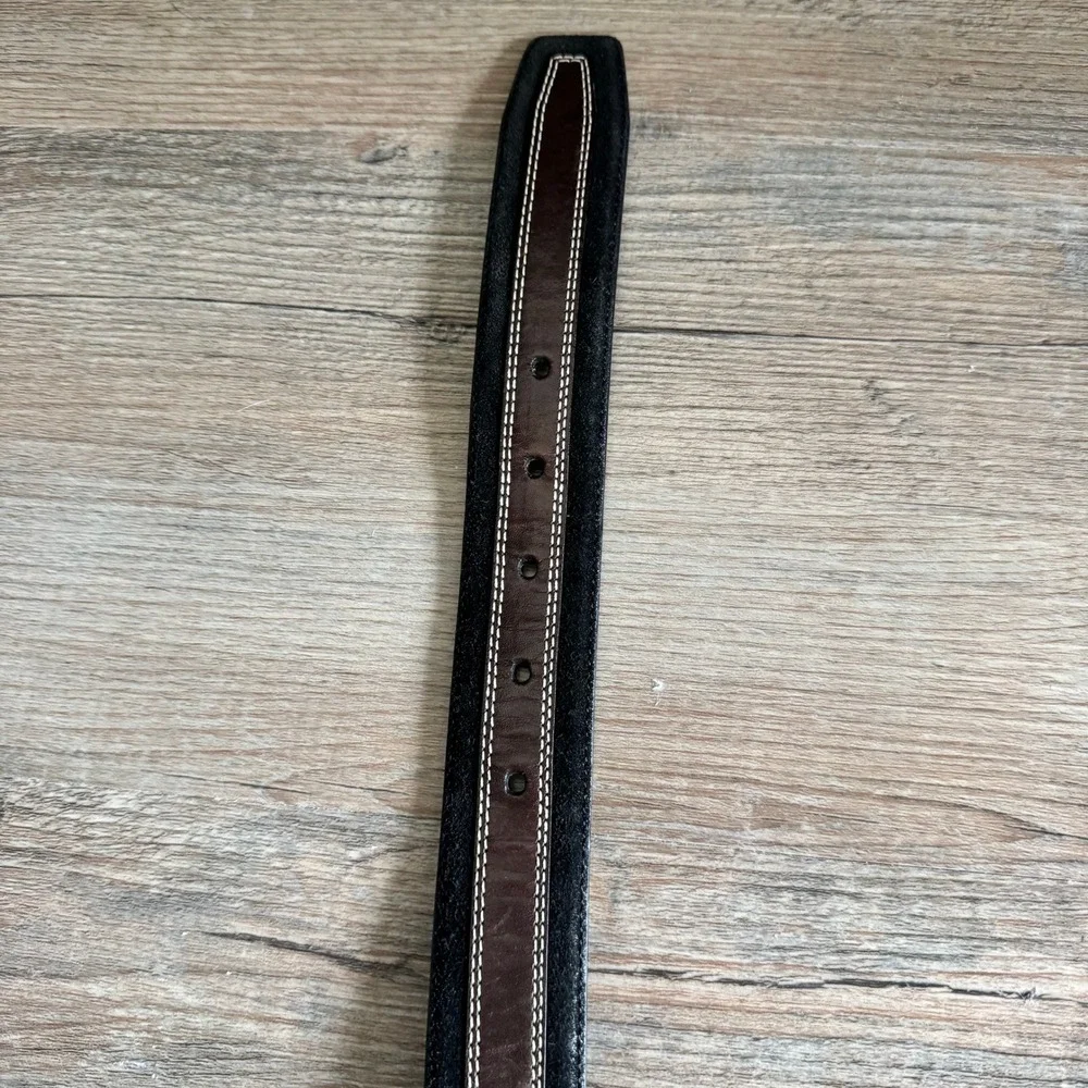 Tommy Bahama Mens Brown Black Leather Suede Belt Made in Spain Size‎ 40 TB6397